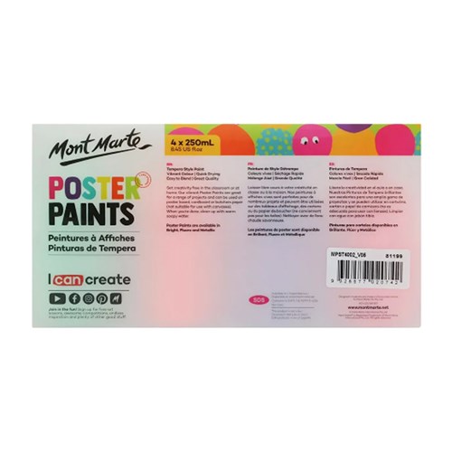 MONT MARTE POSTER PAINT 250ml Fluoro Pk-4